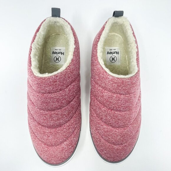Hurley Arlo Puff Sneakers Pink/Red Lined Fabric Slip On Faux Fur Lined Women's 1 - Picture 3 of 10